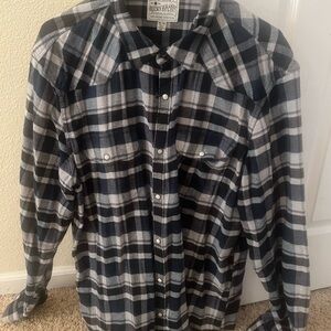 Lucky Brand Navy and White Plaid Shirt